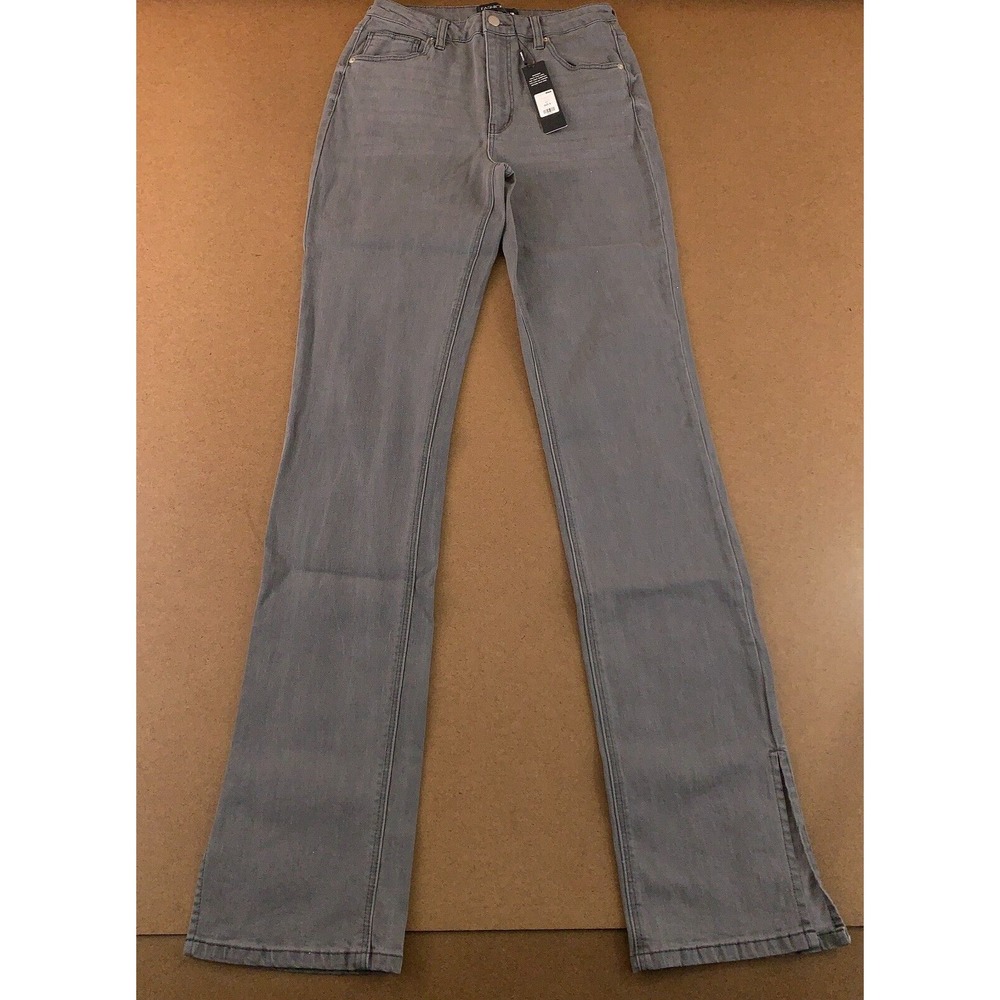 Fashion Nova Juniors Size 9 Gray Denim High Rise Side Split‎ Skinny Jeans NWT